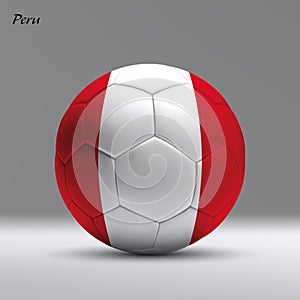 3d realistic soccer ball iwith flag of Peru on studio background