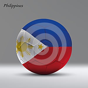 3d realistic soccer ball iwith flag of Philippines on studio bac