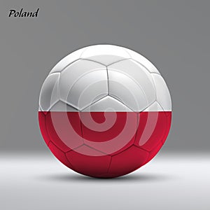3d realistic soccer ball iwith flag of Poland on studio background