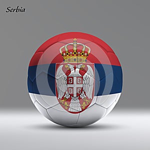 3d realistic soccer ball iwith flag of Serbia on studio background