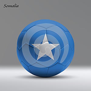 3d realistic soccer ball iwith flag of Somalia on studio backgro