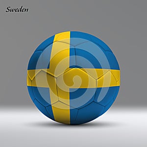 3d realistic soccer ball iwith flag of Sweden on studio background