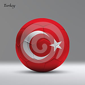 3d realistic soccer ball iwith flag of Turkey on studio background