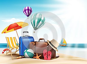 3D Realistic Summer Travel and Vacation Poster Design