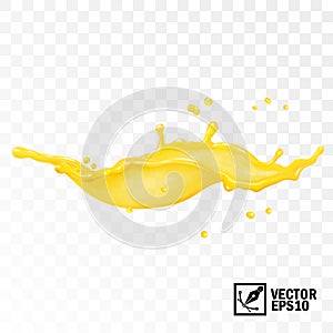 3d realistic transparent vector splash juice, tea, oil or paint