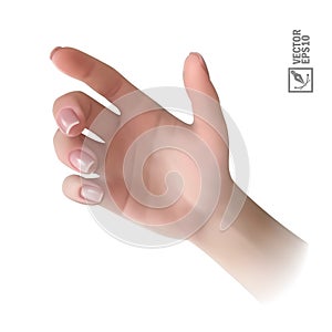 3d realistic vector hand holding something for advertising