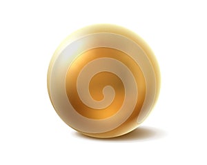 3d realistic vector icon. Golden ball, gold pearl or bubble. Isolated on white background