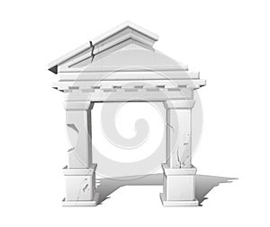 3d realistic vector icon illustration. Broken antique white stone greek arch.
