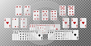 3d realistic vector icon illustration. Full deck of poker playing cards. Isolated on transparent background.