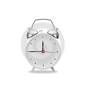 3D realistic watch alarm clock time classic wake up a white color isolated on white background