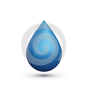 3d realistic water drop isolated on white background. Vector illustration