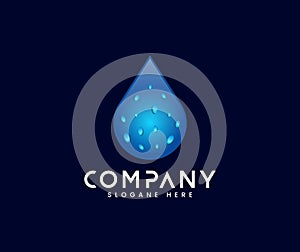 3d realistic water drop logo design