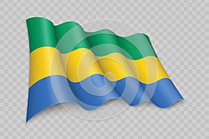 3D Realistic waving Flag of Gabon