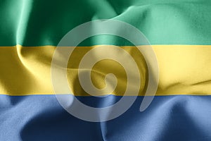 3d realistic waving silk flag of Gabon