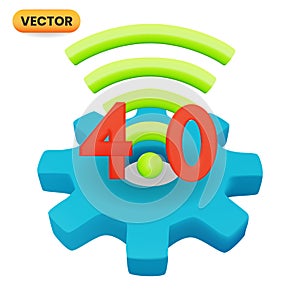 3d Realistic Wifi Gear Icon. 3d Industry 4.0 Icon. Process Automation Icon.