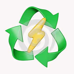 3d Recycle energy saving power concept, renewable, sustainable energy sources. Environmental social concept. icon