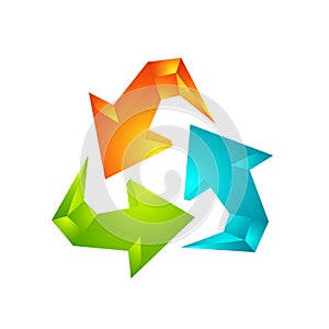 3d recycling logo symbol 3 arrows recycle signs vector illustration concept