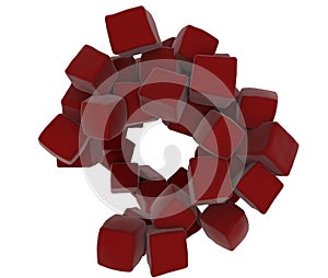 3D red abstract cubes