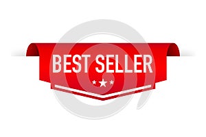 3d red advertising. Bestseller sticker. 3d vector. Product advertising. Sale banner badge. Red ribbon vector. Realistic