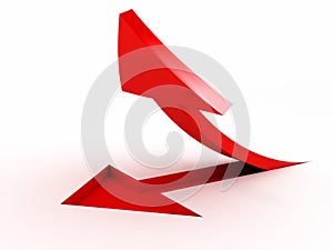 3D red arrow over white background