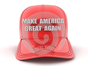 3D Red Baseball cap with make America great again text on it