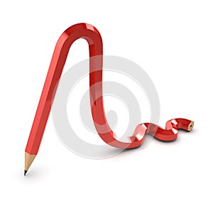 3d Red bendy pencil