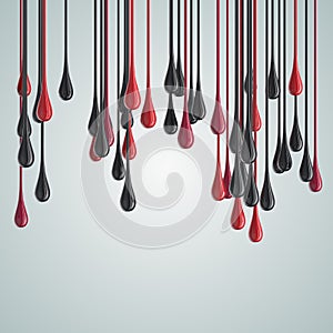 3D red and black glossy paint drop blobs