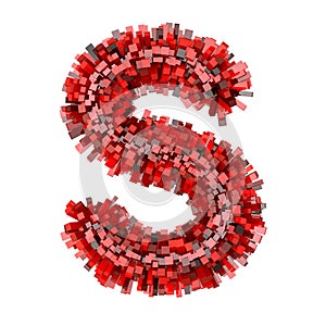 3d Red Bricks cartoon creative decorative letter S