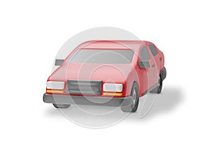 3D Red Car Vintage Model Isolated