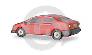 3D Red Car Vintage Model Isolated