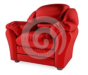 3D red chair on a white background