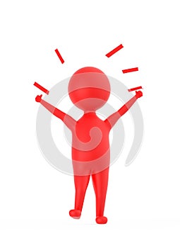 3d red character showing happiness / excitment / joy