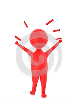 3d red character showing happiness , excitment , joy