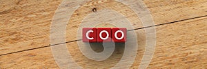 3D red Cubes with the word acronym coo for Chief Operating Officer