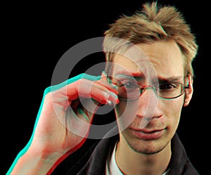 3D Red Cyan Glitch Man