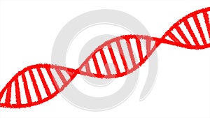 3d Red DNA strand. DNA structure isolated background.