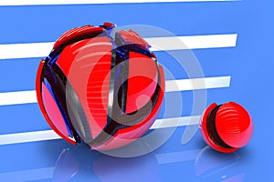 3D red futuristic spheres with reflective surface