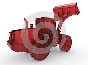3D red glass bulldozer concept