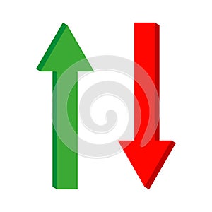 3d red green arrows. Price graphic element. Vector illustration. Stock image.