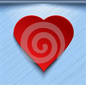 3d red heart on blue background