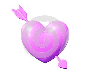 3d Red heart on pink background. heart icon, like and love 3d render