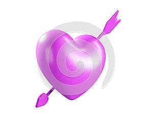 3d Red heart on pink background. heart icon, like and love 3d render