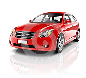 3D Red Luxury Sedan Car