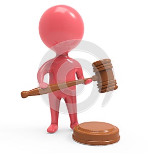 3d Red man with auction gavel