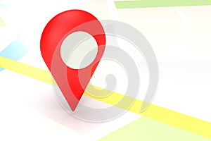 3D of Red Map Pointer on GPS Map