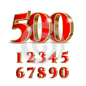 3d red numbers with golden outline