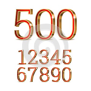 3d red numbers with golden outline