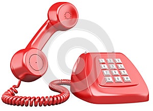 3D red old fashioned style telephone