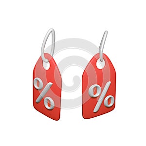 3d red price tag with white percent sign