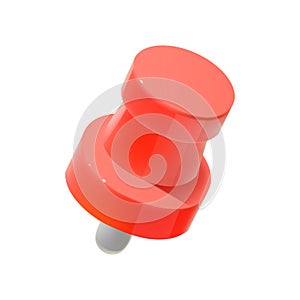 3d red push pin, thumb tack isolated on a white background.